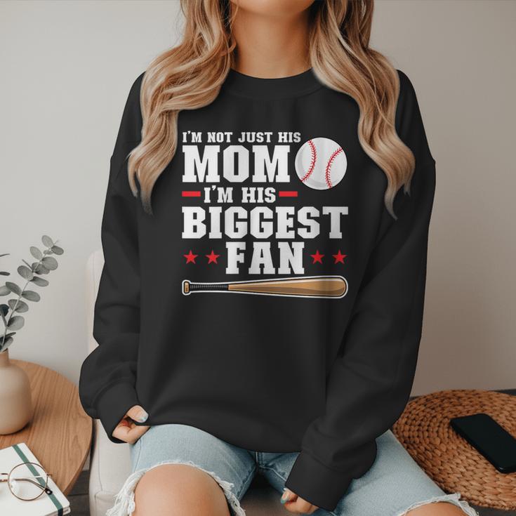 I'm Not Just His Mom I'm His Biggest Fan Baseball Mom Women Crewneck Sweatshirt I'm Not Just His Mom I'm His Biggest Fan Baseball Mom Women Crewneck Sweatshirt