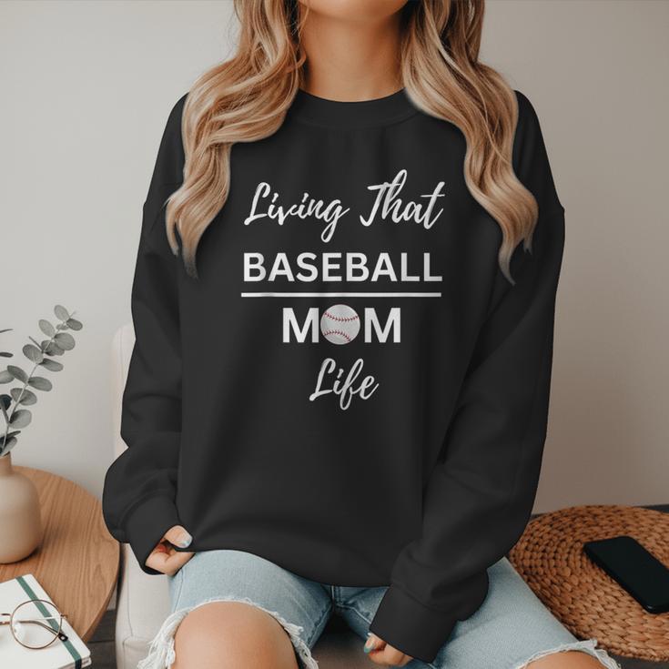 Living That Baseball Mom Life Women Crewneck Sweatshirt