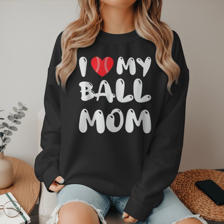 I LOVE MY BASEBALL MOM Women Crewneck Sweatshirt I LOVE MY BASEBALL MOM Women Crewneck Sweatshirt