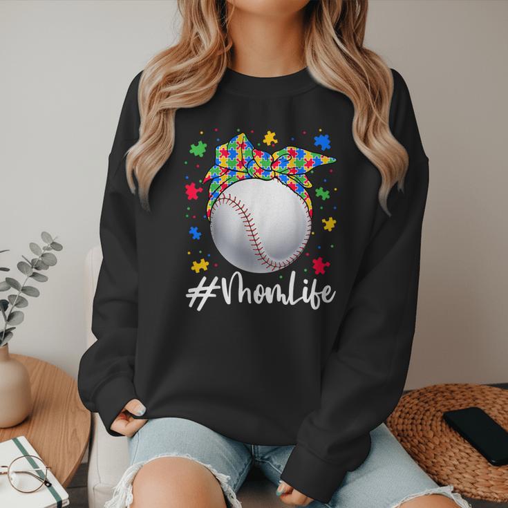 Messy Ball Puzzle Baseball Mom Life Autism Awareness Month Women Crewneck Sweatshirt Messy Ball Puzzle Baseball Mom Life Autism Awareness Month Women Crewneck Sweatshirt