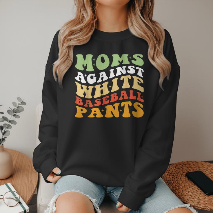 Moms Against Baseball Pants Retro Baseball Mom Women Crewneck Sweatshirt Moms Against Baseball Pants Retro Baseball Mom Women Crewneck Sweatshirt