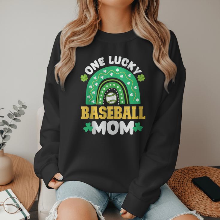 One Lucky Baseball Mom St Patricks Day Rainbow Mother Mama Women Crewneck Sweatshirt One Lucky Baseball Mom St Patricks Day Rainbow Mother Mama Women Crewneck Sweatshirt
