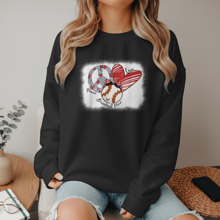 Peace Love Baseball Mom Mommy Women Crewneck Sweatshirt