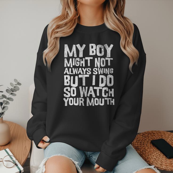 Proud Sassy Baseball Mom Women Crewneck Sweatshirt