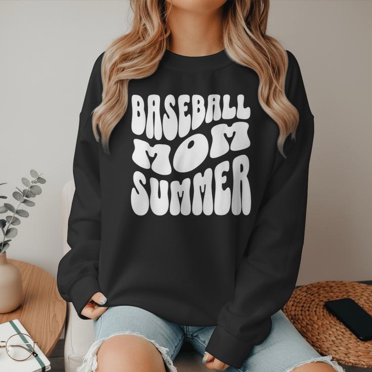 Retro Baseball Mom Summer Groovy Appreciation Women Crewneck Sweatshirt Retro Baseball Mom Summer Groovy Appreciation Women Crewneck Sweatshirt
