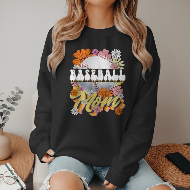 Retro Groovy Baseball Mom Family Matching Women Women Crewneck Sweatshirt Retro Groovy Baseball Mom Family Matching Women Women Crewneck Sweatshirt