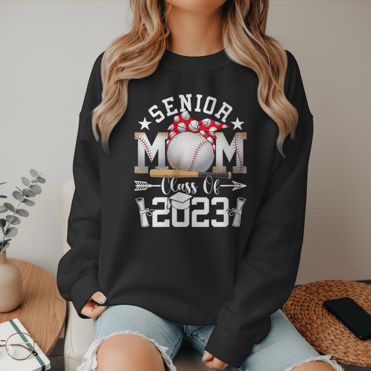 Senior 23 Baseball Mom Class Of 2023 Graduated Mother's Day Women Crewneck Sweatshirt