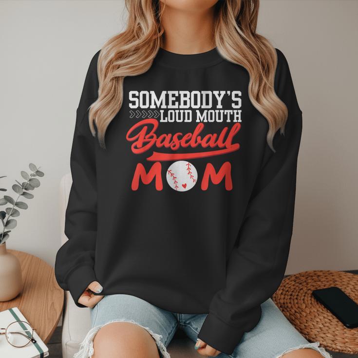 Somebody's Loud Mouth Baseball Mom Mama Women Crewneck Sweatshirt Somebody's Loud Mouth Baseball Mom Mama Women Crewneck Sweatshirt