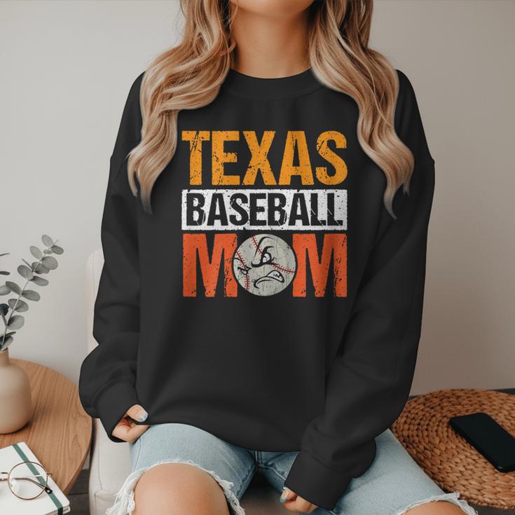 Texas Baseball Mom Design Baseball Player And Baseball Women Crewneck Sweatshirt Texas Baseball Mom Design Baseball Player And Baseball Women Crewneck Sweatshirt