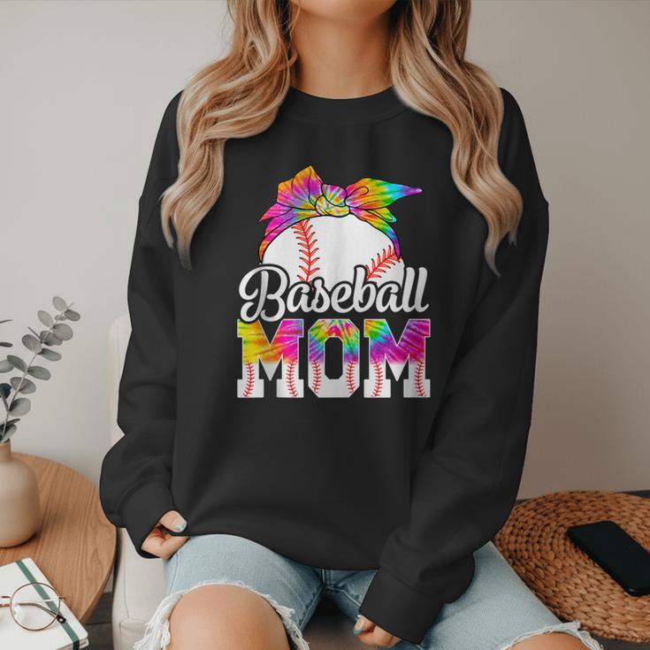 Tie Dye Baseball Mom Baseball Mama Sport Mother's Day Women Crewneck Sweatshirt
