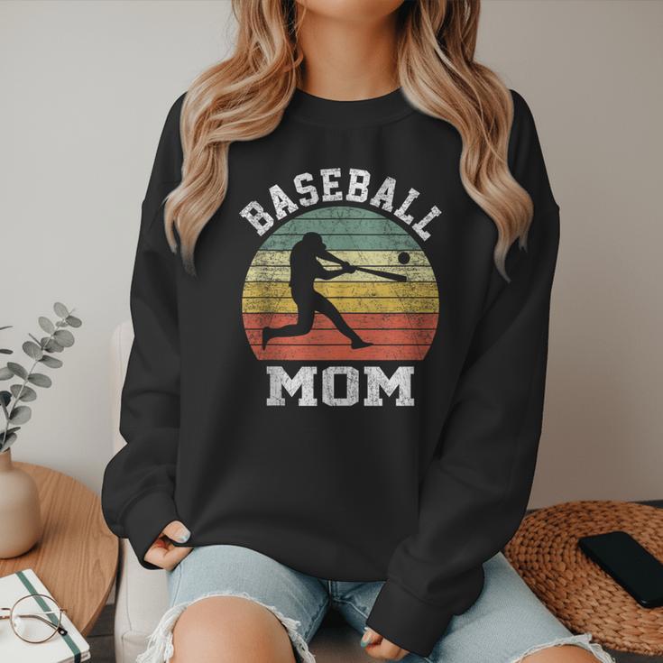 Vintage Baseball Mom Baseball Lover Women Crewneck Sweatshirt