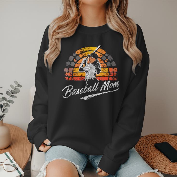 Vintage Retro Sunset Baseball Mom Mother's Day Women Crewneck Sweatshirt Vintage Retro Sunset Baseball Mom Mother's Day Women Crewneck Sweatshirt