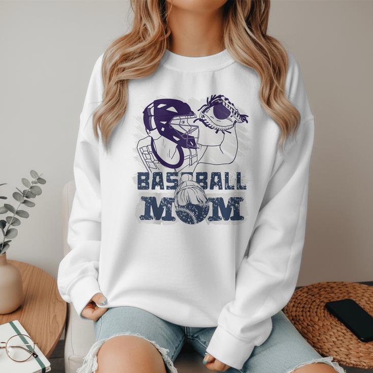 Baseball Mom Cute Design Sports & Softball Nostalgia Tee Raglan Baseball Tee Women Crewneck Sweatshirt