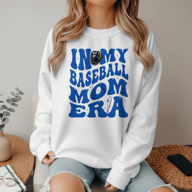 In My Baseball Mom Ear Blue Women Crewneck Sweatshirt In My Baseball Mom Ear Blue Women Crewneck Sweatshirt