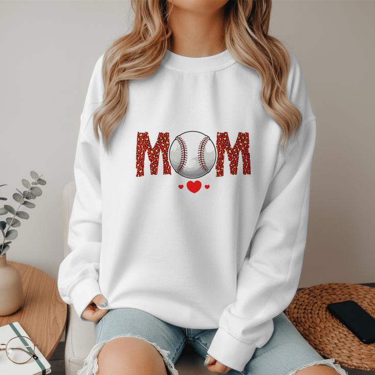 Baseball Mom Leopard Sports Players Mother's Day Women Crewneck Sweatshirt Baseball Mom Leopard Sports Players Mother's Day Women Crewneck Sweatshirt