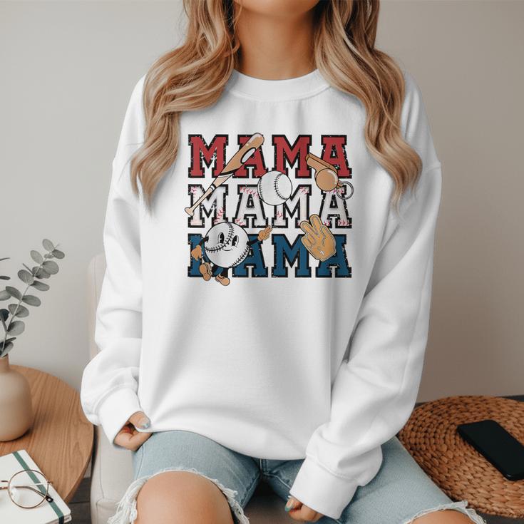 Baseball Mom Baseball Mama Game Day School Sport Women Crewneck Sweatshirt