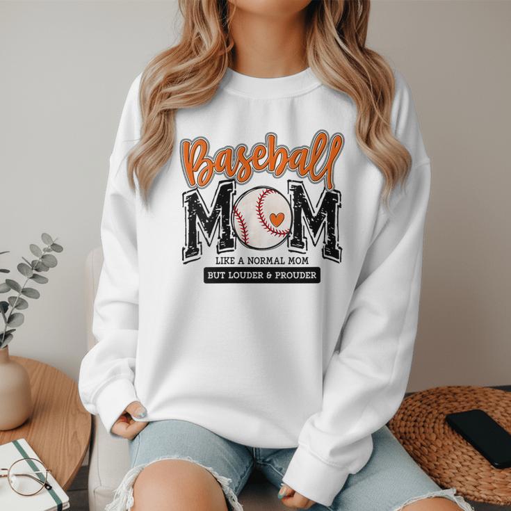 Baseball Mom Orange Varsity Baseball Mama Cute Mother's Day Women Crewneck Sweatshirt