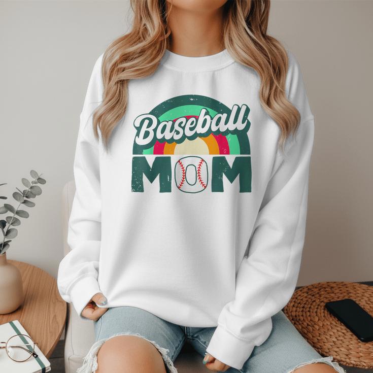 Baseball Mom Rainbow Game Day Women Crewneck Sweatshirt Baseball Mom Rainbow Game Day Women Crewneck Sweatshirt