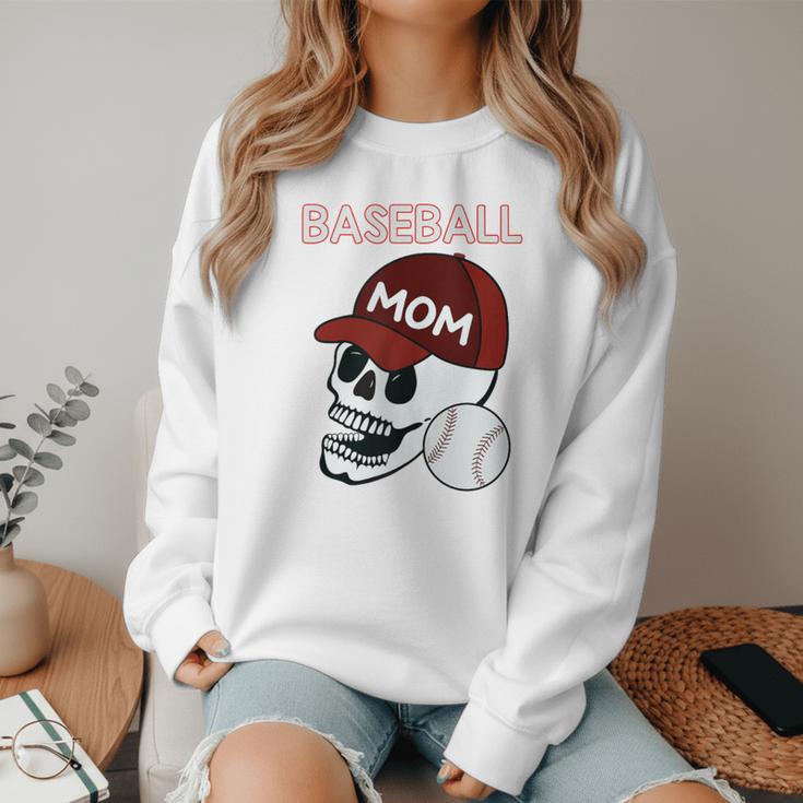 Baseball Mom Skull Sports Skeleton Women Crewneck Sweatshirt Baseball Mom Skull Sports Skeleton Women Crewneck Sweatshirt