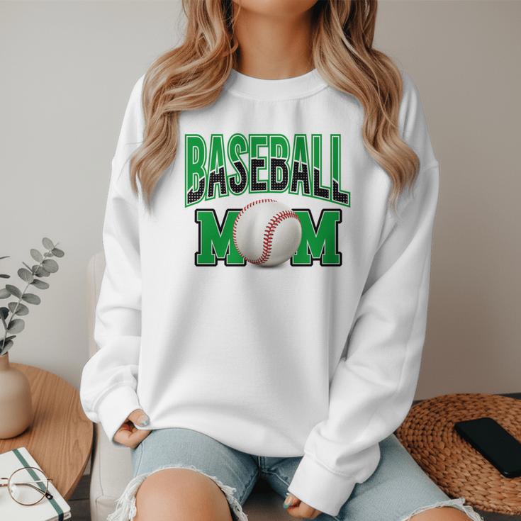 Baseball Mom Sports Green Women Crewneck Sweatshirt