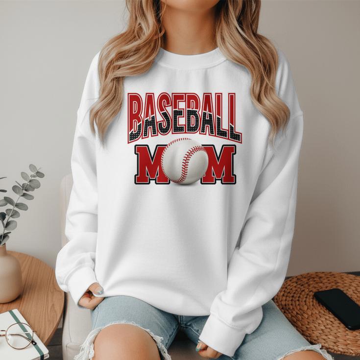 Baseball Mom Sports Red Women Crewneck Sweatshirt