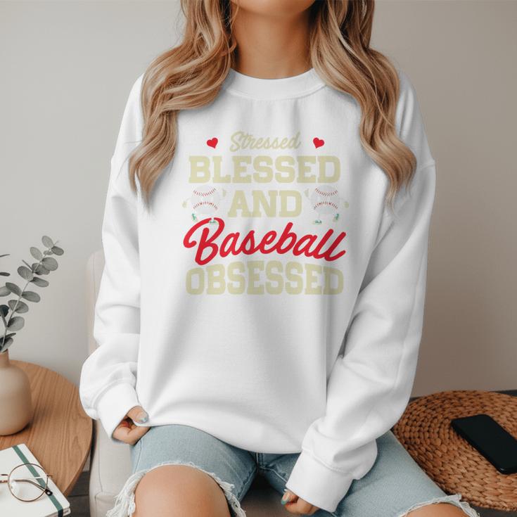 Baseball Mom Stressed Blessed And Baseball Obsessed Premium Women Crewneck Sweatshirt Baseball Mom Stressed Blessed And Baseball Obsessed Premium Women Crewneck Sweatshirt