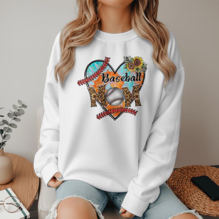 Baseball Mom Valentine Leopard Heart Softball Mother's Day Women Crewneck Sweatshirt Baseball Mom Valentine Leopard Heart Softball Mother's Day Women Crewneck Sweatshirt