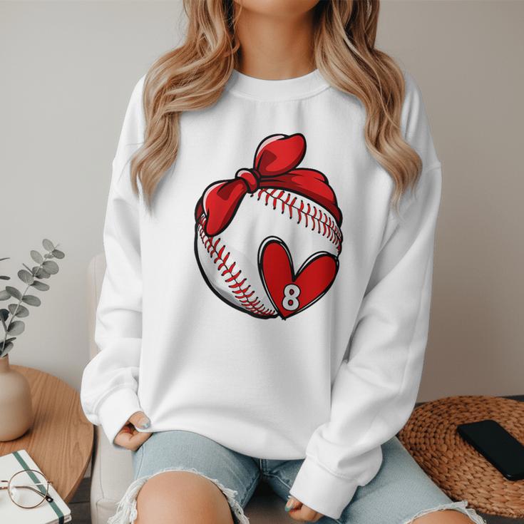 Custom Baseball Mom Number 8 Heart For Mom Mommy Raglan Baseball Tee Women Crewneck Sweatshirt Custom Baseball Mom Number 8 Heart For Mom Mommy Raglan Baseball Tee Women Crewneck Sweatshirt