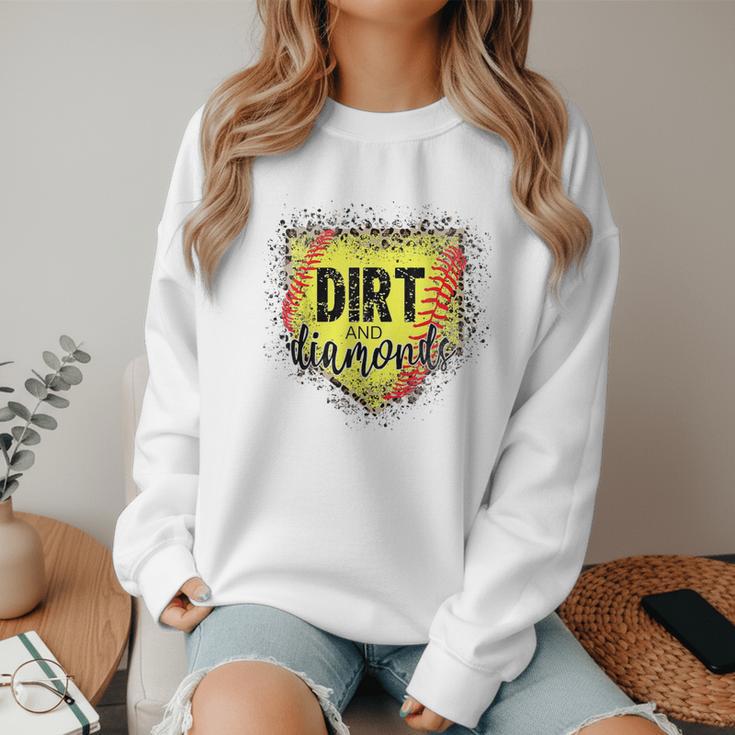 Dirt And Diamonds Baseball Leopard Baseball Mom Women Crewneck Sweatshirt Dirt And Diamonds Baseball Leopard Baseball Mom Women Crewneck Sweatshirt