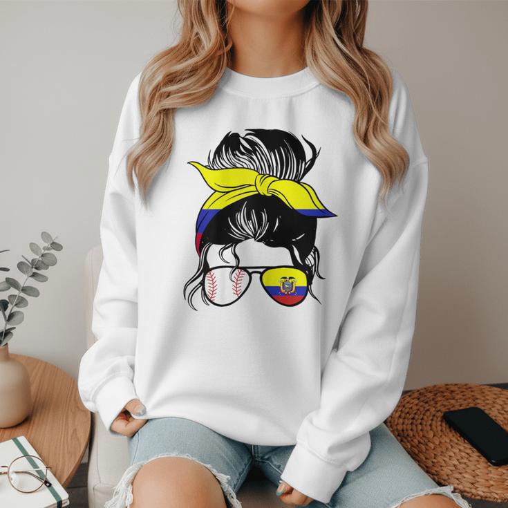 Ecuador Baseball Mom Ecuadorian Baseball Girl Women Crewneck Sweatshirt Ecuador Baseball Mom Ecuadorian Baseball Girl Women Crewneck Sweatshirt