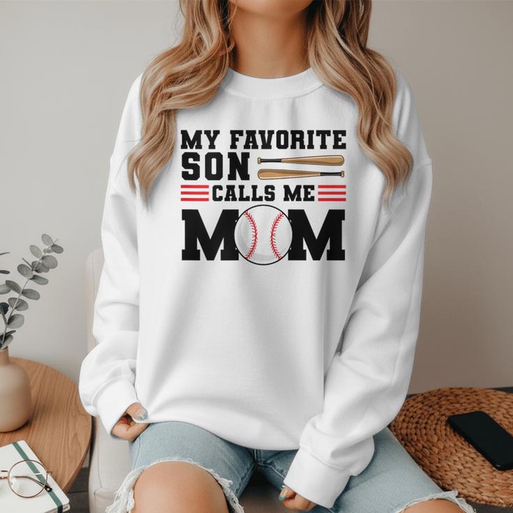 My Favorite Son Calls Me Mom Baseball Mom Women Crewneck Sweatshirt My Favorite Son Calls Me Mom Baseball Mom Women Crewneck Sweatshirt