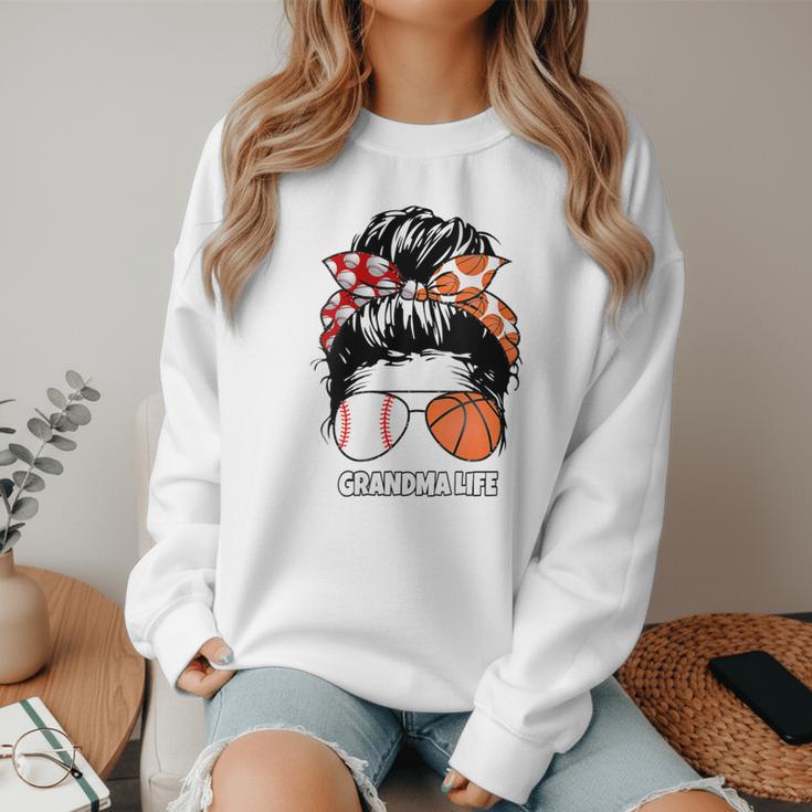 Grandma Life Basketball And Baseball Mom Funny Women Crewneck Sweatshirt Grandma Life Basketball And Baseball Mom Funny Women Crewneck Sweatshirt