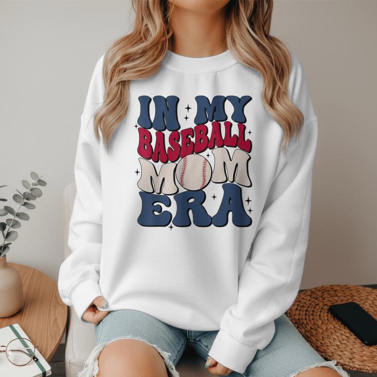 Groovy In My Baseball Mom Era Baseball Mama Mother's Day Women Crewneck Sweatshirt Groovy In My Baseball Mom Era Baseball Mama Mother's Day Women Crewneck Sweatshirt