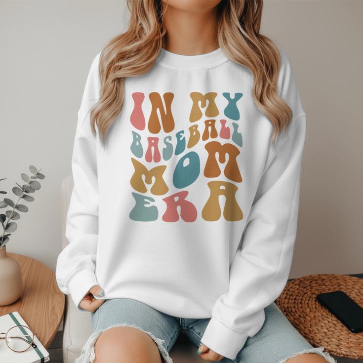 Groovy In My Baseball Mom Era Softball Game Day Women Crewneck Sweatshirt Groovy In My Baseball Mom Era Softball Game Day Women Crewneck Sweatshirt