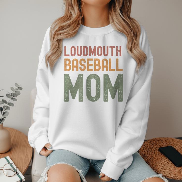 Loudmouth Baseball Mom Sports Cute Text Premium Women Crewneck Sweatshirt