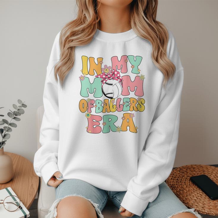 In My Mom Of Ballers Era Groovy Volleyball Baseball Mom Cute Women Crewneck Sweatshirt In My Mom Of Ballers Era Groovy Volleyball Baseball Mom Cute Women Crewneck Sweatshirt