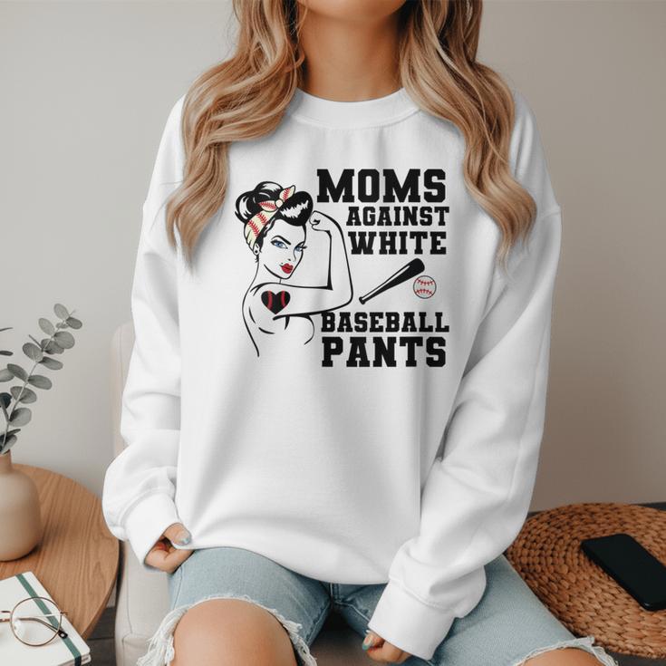Moms Against White Baseball Pants Funny Baseball Mom Women Crewneck Sweatshirt Moms Against White Baseball Pants Funny Baseball Mom Women Crewneck Sweatshirt