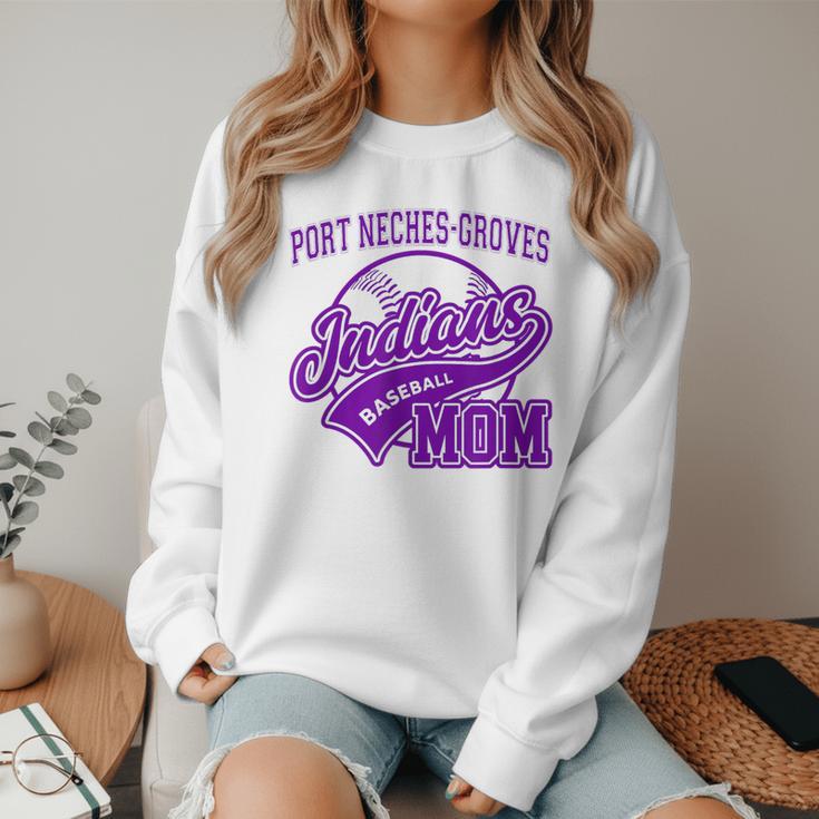 Port Neches-Groves High School PNG Indians Baseball Mom Women Crewneck Sweatshirt Port Neches-Groves High School PNG Indians Baseball Mom Women Crewneck Sweatshirt