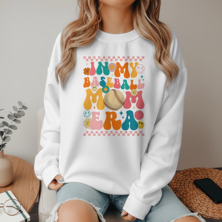 Retro Groovy In My Baseball Mom Era Happy Women Premium Women Crewneck Sweatshirt