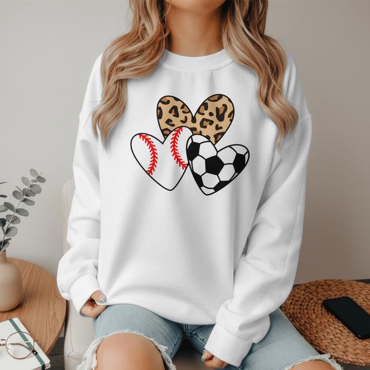 Soccer Baseball Heart Soccer Baseball Mom Women Crewneck Sweatshirt Soccer Baseball Heart Soccer Baseball Mom Women Crewneck Sweatshirt