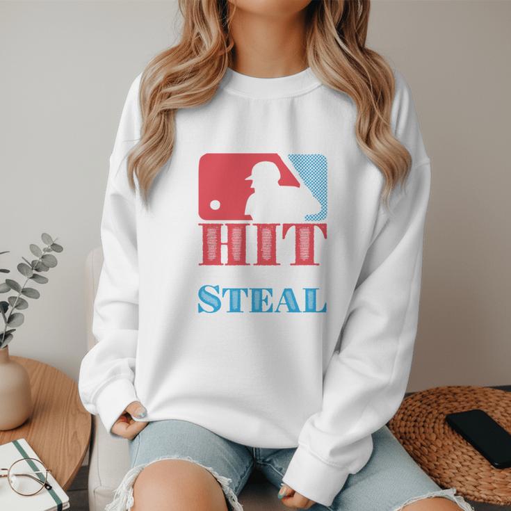 I Teach My Kid Baseball Mom Vintage Coach Baseball Women Crewneck Sweatshirt