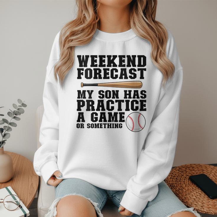 Weekend Forecast My Son Has Practice Baseball Mom Women Crewneck Sweatshirt Weekend Forecast My Son Has Practice Baseball Mom Women Crewneck Sweatshirt