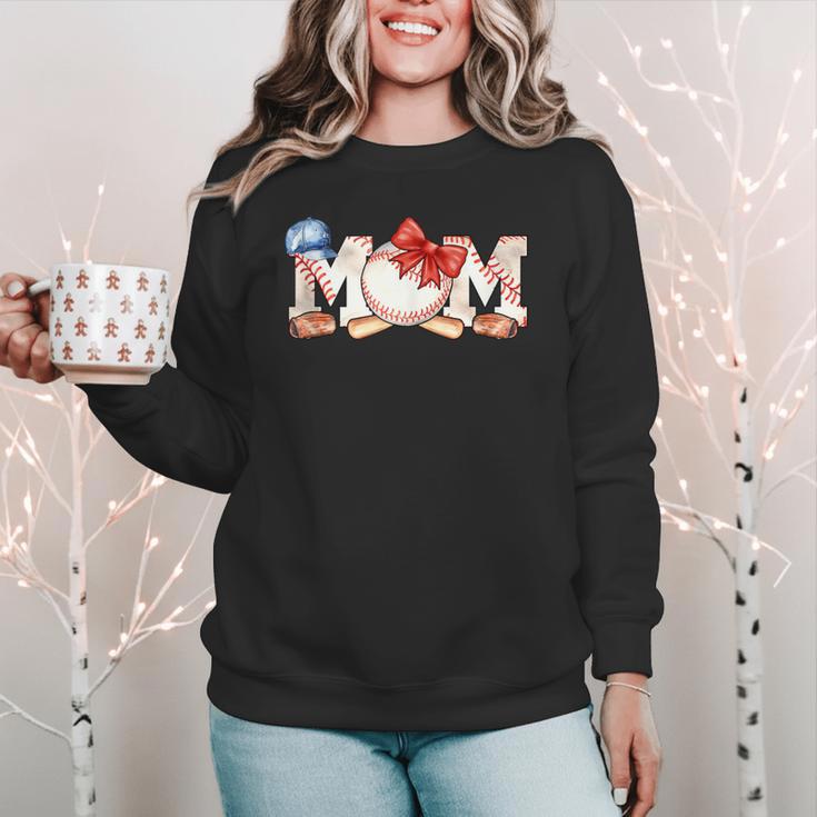 Ball Mom Bow Tie Baseball Mom Women Crewneck Sweatshirt Ball Mom Bow Tie Baseball Mom Women Crewneck Sweatshirt