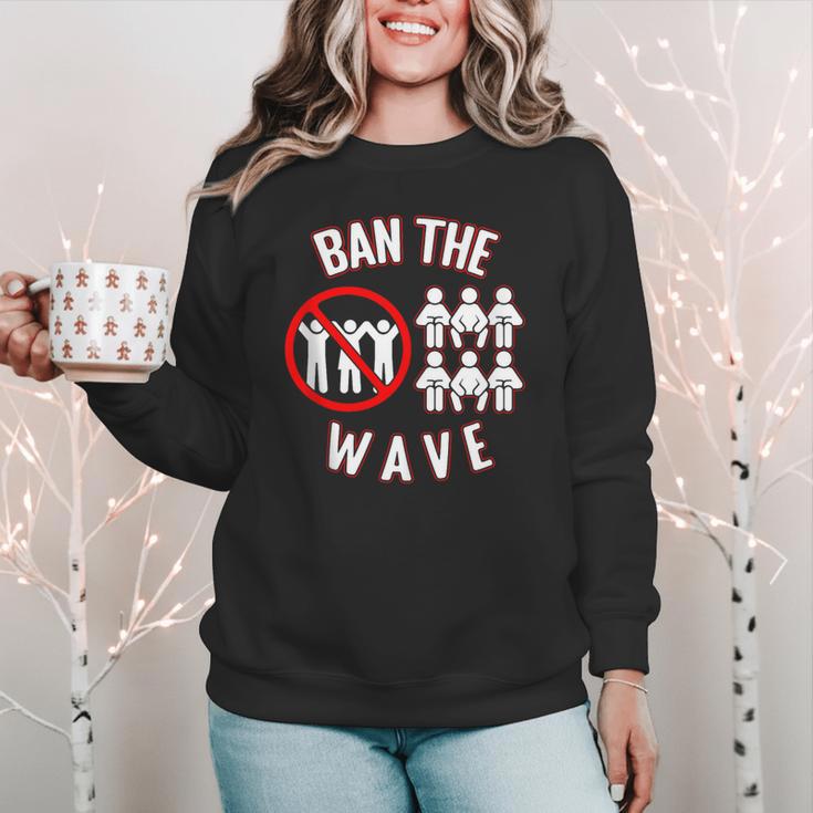 Baseball Ban The Wave Baseball Mom Player Coach Fan Women Crewneck Sweatshirt