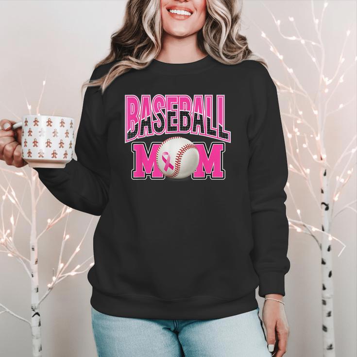 BASEBALL MOM BREAST CANCER RIBBON PINK SPORTS MOM Women Crewneck Sweatshirt BASEBALL MOM BREAST CANCER RIBBON PINK SPORTS MOM Women Crewneck Sweatshirt