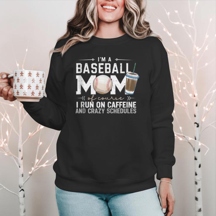 Baseball Mom Caffeine Fueled Game Day Essential Women Crewneck Sweatshirt