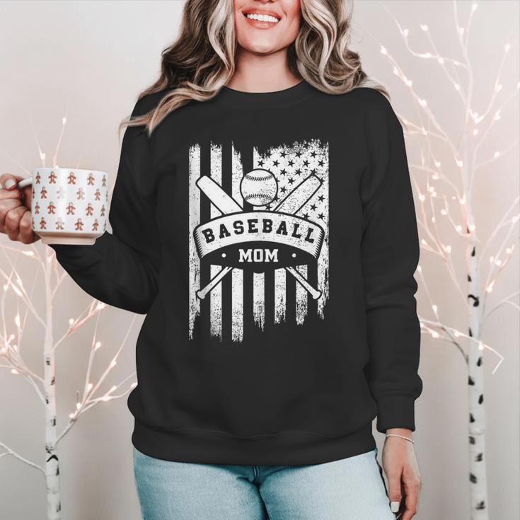 Baseball MOM Cool USA American Flag Family Reunion Women Crewneck Sweatshirt Baseball MOM Cool USA American Flag Family Reunion Women Crewneck Sweatshirt