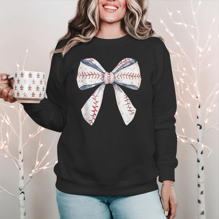 Baseball Mom Coquette Bow Baseball Mama Women Crewneck Sweatshirt Baseball Mom Coquette Bow Baseball Mama Women Crewneck Sweatshirt