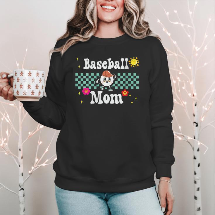 Baseball Mom Cute Retro Look Mothers Will Love Women Crewneck Sweatshirt