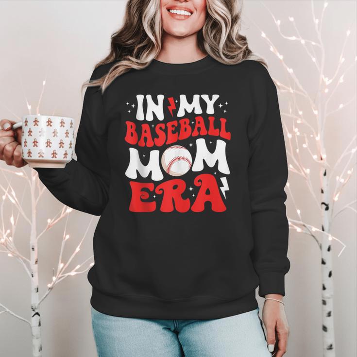 In My Baseball Mom Era Cute Groovy Baseball Women Crewneck Sweatshirt